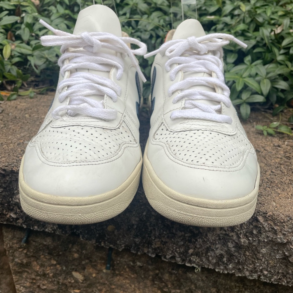 Veja White Sneakers with Navy and Red - Picture 4 of 12